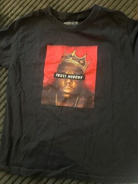 Black Graphic 'Trust Nobody' Crew Neck T-Shirt kids size 8 - Notorious BIG
